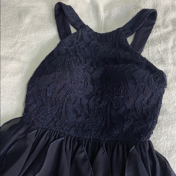 Macy’s Speechless Navy Blue Glitter Flowy Formal Dress - Picture 5 of 6